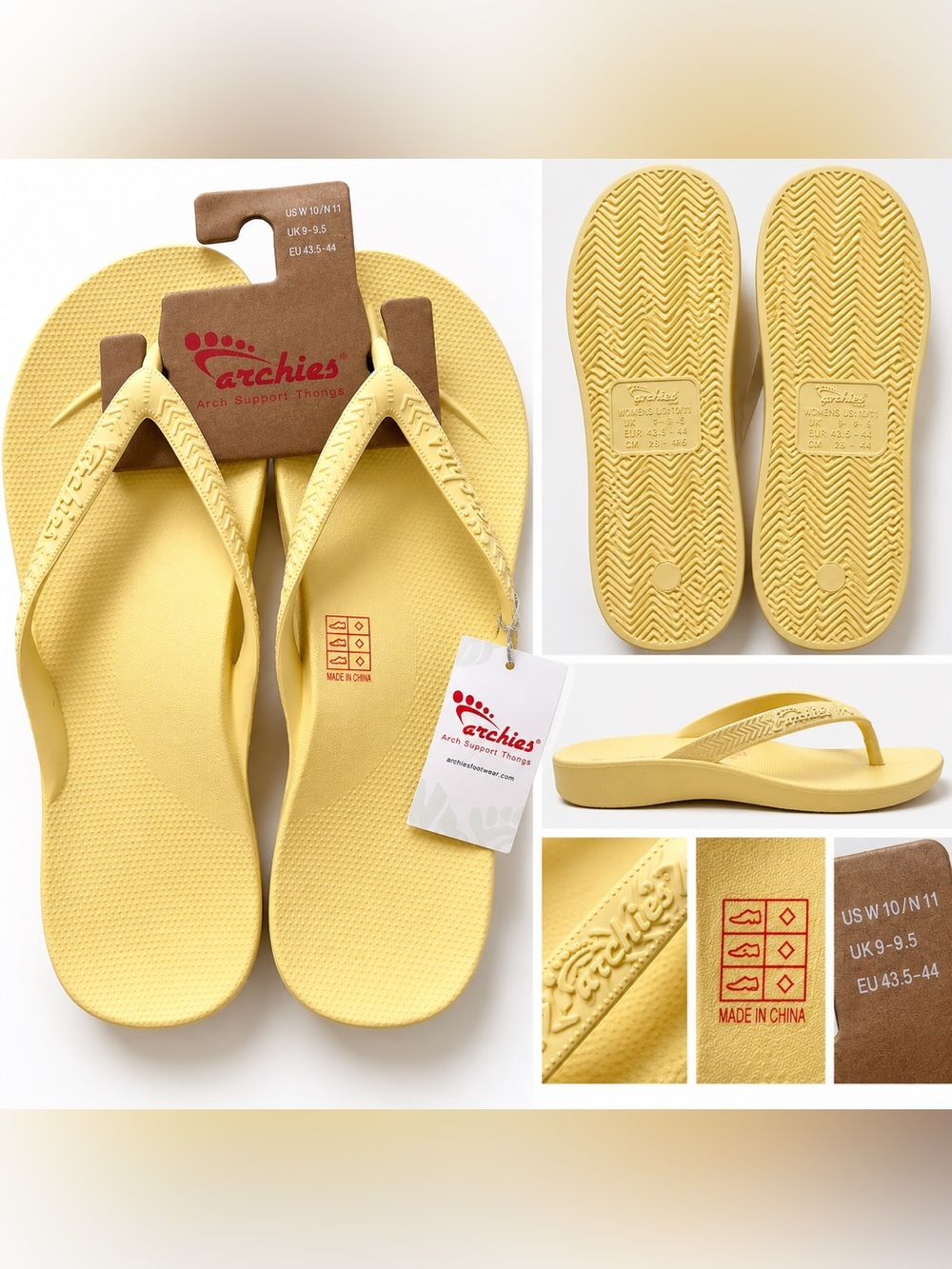 Archies Women's Yellow Arch Support Flip flops 10